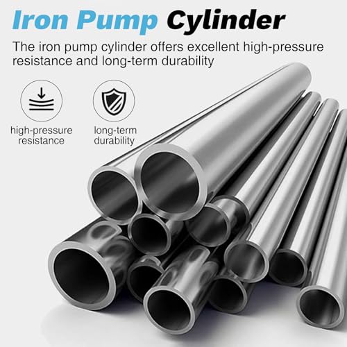 Professional Bike Floor Pump with Gauge | Presta & Schrader Valve | for Standard & Tubeless Tires | High-Pressure 160 PSI | High-Carbon Steel Barrel & Stable Base