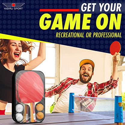 NIBIRU SPORT Professional Ping Pong Paddle Sets, 2 Paddle or 4 Paddle Table Tennis Set with Tournament Quality Balls and Carry Bag/Storage Case, Table Tennis Equipment & Ping Pong Accessories