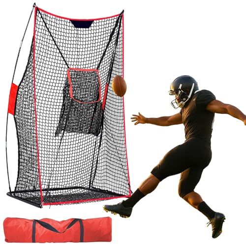 Football Kicking Cage & Practice Net - Portable Target System for Quarterback Passing Drills, Backyard Training Aid with Carry Bag - size: 4X7FT With Taget