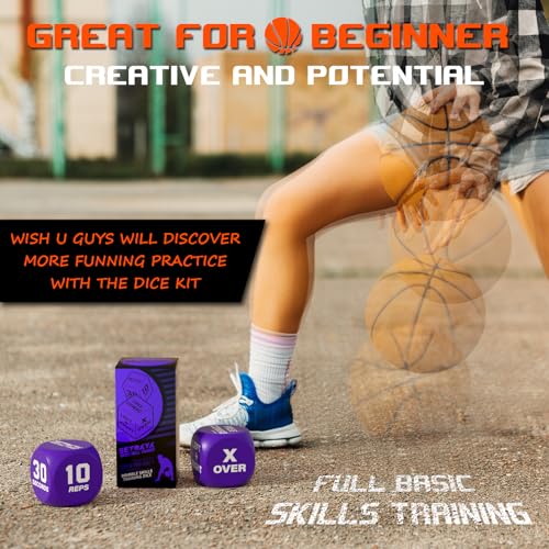 Basketball Dribble Skills Dice Set - Training Equipment - Basketball Gift for Boys.Dribble Skills Training for Beginner and Party Favors - color: Purple