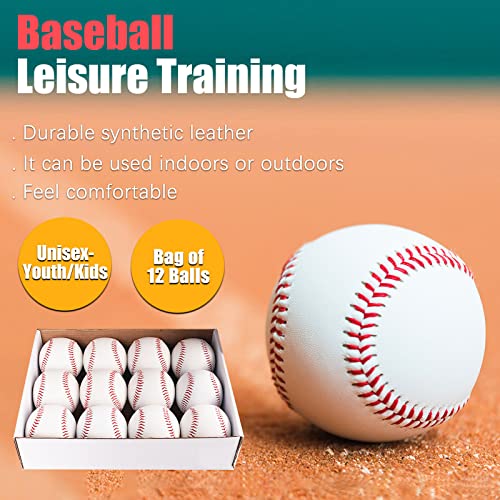 12 Pack 9 inch Sports Practice Autograph Baseballs for Adult/Youth Training Baseballs Bulk for Pitching, Throwing, Signature, Collection