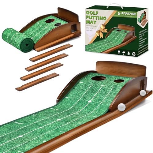 Putting Green Indoor, Extra Large & Wide Golf Putting Mats Practice Indoor, 9.8ft Indoor Putting Green with Ball Return, Thickened Wrinkle-Free Memory Rubber, Training Aid for Home Office, Ideal Gift