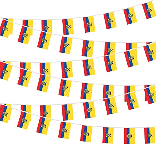 Ecuador Ecuadorian Small Mini String Banner Flags Miniature Ecuador Banners For Grand Opening,Grand Opening Sports Celebration Decorations (50 Feet 38 Flags) - color: Ecuador