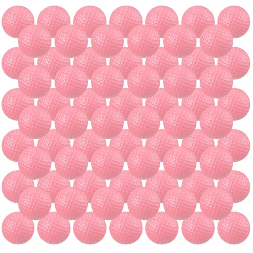 Junkin 80 Pcs Foam Golf Balls Practice Balls Realistic Feel and Flight Sport Training for Indoor or Outdoor Backyard Golf Training - color: Pink