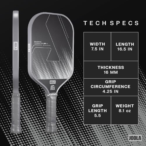 JOOLA Ben Johns CAS 16mm Carbon Fiber Pickleball Paddle - CAS Surface Tech - Control & Power Paddle - USAP Approved - Aero Curve - Feel-Tec Pure Grip - NFC Chip - color: Shadow Gray, size: Perseus