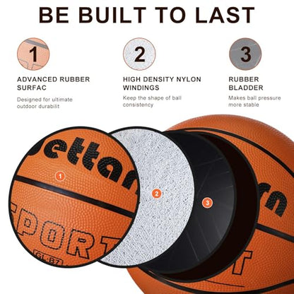 Wettarn Rubber Training Basketball with Pump Street Ball Made for Teens Adults Indoor and Outdoor Game Gym Training Competition Basketball Games - size: Size 7
