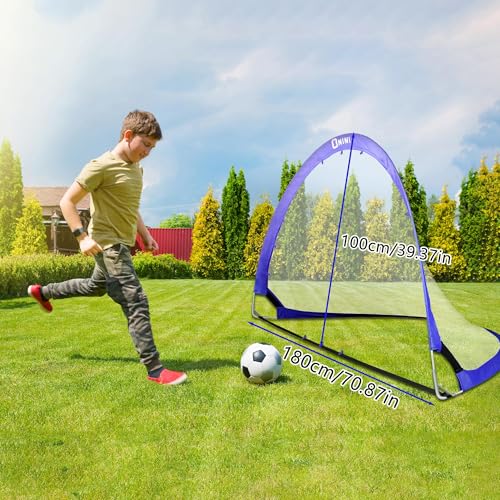 Onini Upgrade 6 Foot Pop Up Soccer Goals Blue - Portable Foldable Training Football Net with Target and Bag - Ideal for Toddler, Boys, Youth Outdoor Sports Games(2 Pack) - size: 6 ft Round