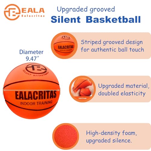 Groove-Grip Silent Basketball & Hoop Gift Set - High-Density Foam with Textured Surface, All-Weather Indoor Practice, Ready-to-Give Pro Training Kit - color: Orange