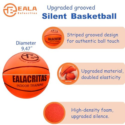Groove-Grip Silent Basketball & Hoop Gift Set - High-Density Foam with Textured Surface, All-Weather Indoor Practice, Ready-to-Give Pro Training Kit - color: Orange
