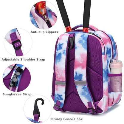ACESAK Tennis Backpack Tennis Bag for Women Men - Tennis Bag Holds 2 Rackets, Badminton Squash, Pickleball Paddles Balls - color: Purple