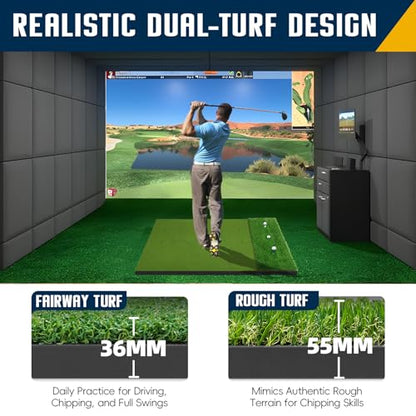 Dual-Turf Golf Mat 36mm: 5x4ft/5x5ft Extra Thick Golf Hitting Mats Practice Outdoor Indoor, High-Density Artificial Hitting Training Matt for Garage Chipping Driving Swing, Ideal Gifts for Men Dad - style: 5'X4' Ultra-36mm