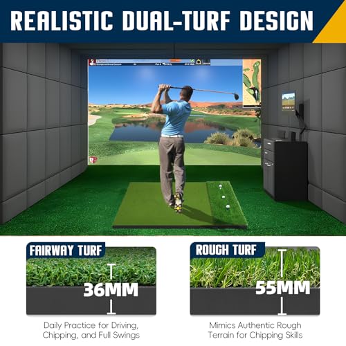 Dual-Turf Golf Mat 36mm: 5x4ft/5x5ft Extra Thick Golf Hitting Mats Practice Outdoor Indoor, High-Density Artificial Hitting Training Matt for Garage Chipping Driving Swing, Ideal Gifts for Men Dad - style: 5'X4' Ultra-36mm