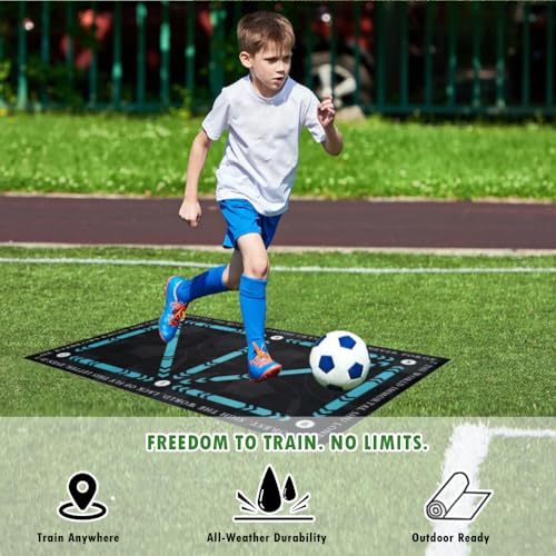 Pro Agility Soccer Mat with Video Training | 47"x32" Soccer Training Mat for Ball Mastery & Quickness | Non-Slip Footwork Skills Mat for Home/Gym | All Ages 5-65+ Training Equipment Kit - style: SOCM02