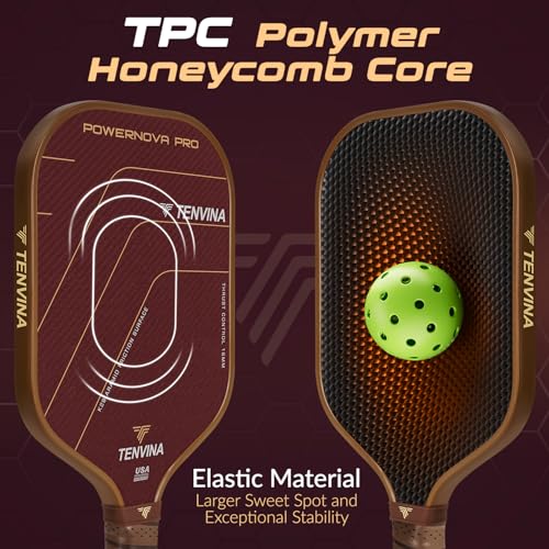 TENVINA Pickleball Paddles, Thermoformed T700SC Carbon Fiber Pickleball Paddle, Pickle Ball Paddle USAPA Approved with Dominant Power and Larger Sweet Spot - color: PRO-Aramid-Elongated-16MM Control