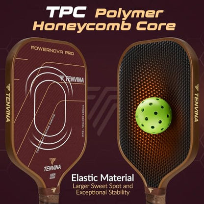 TENVINA Pickleball Paddles, Thermoformed T700SC Carbon Fiber Pickleball Paddle, Pickle Ball Paddle USAPA Approved with Dominant Power and Larger Sweet Spot - color: PRO-Aramid-Elongated-16MM Control