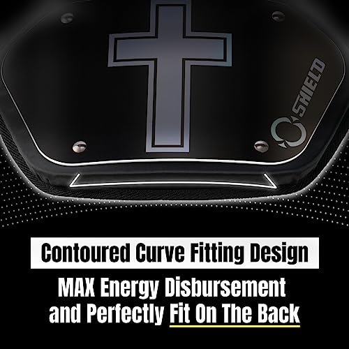 O Shield Golden Cross Chrome Football Back Plate, Lower Back Pads for Football Players, Rear Protector, Cross Series - size: Youth (Weight less than 180 Pounds), style: Holy Cross