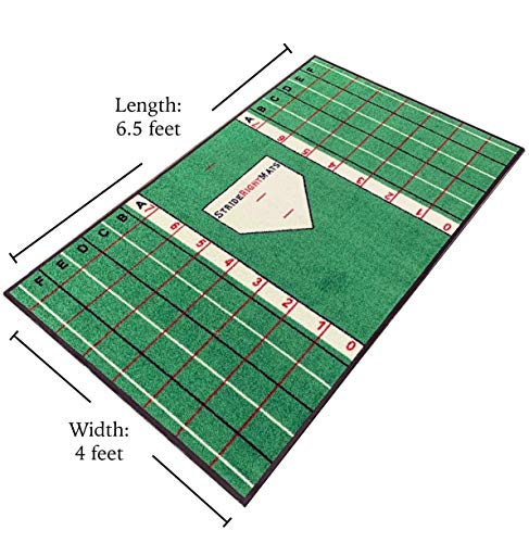 Stride Right Hitting Mat Training System | 2-in-1 Baseball & Softball Batting Mat with Instructional Guide for Stance, Stride & Setup | Improve Swing Mechanics & Consistency