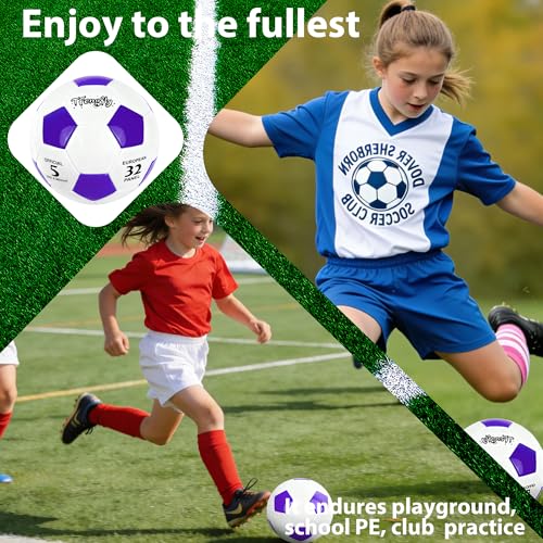 Soccer Ball Size 4 with Pump Needle Classic Thicker PU Tight Weaved Suitable for Youth Boy Girl League Game Trainning