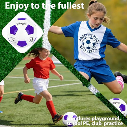 Soccer Ball Size 4 with Pump Needle Classic Thicker PU Tight Weaved Suitable for Youth Boy Girl League Game Trainning