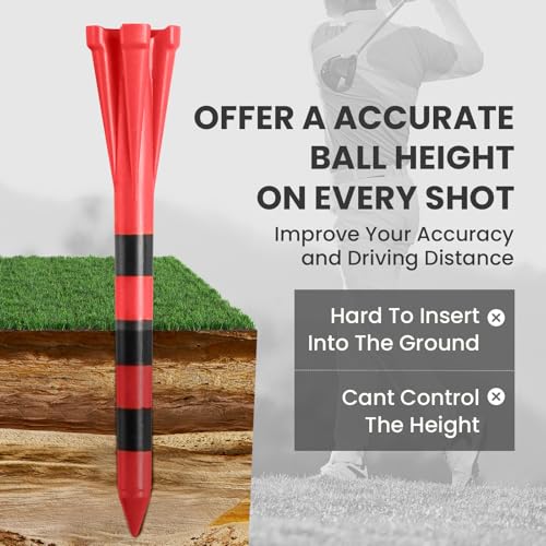 VEASAERS Golf Tees Plastic 3 1/4 2 3/4 inch Unbreakable 20 50 100 Pack, Bulk Long Stronger Upgrade More Durable Stable Reduce Friction Side Spin Tee Pink Pouple Gift for Men Women