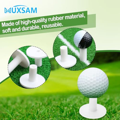 MUXSAM Golf Rubber Tee Holder, 5-Pack Stable Golf Ball Holder Driving Range Tees for Indoor Outdoor Practice Driving Range Mats (White) - size: 1.5''/38mm
