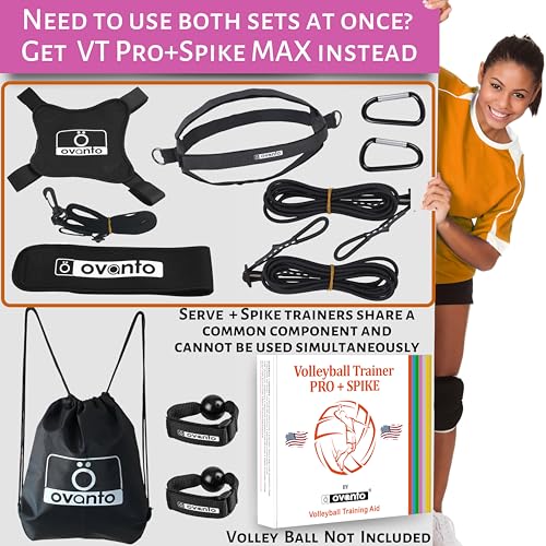OVANTO Volleyball Training Equipment Aid – Solo Volleyball Equipment in 4 Styles to Serve, Spike, Set and Pass Like a Pro - Adjustable Volleyball Practice Equipment Gift for Beginners & Experts