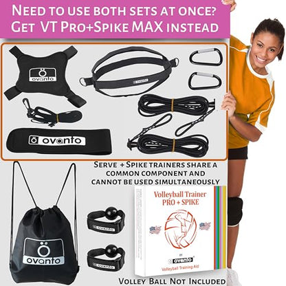OVANTO Volleyball Training Equipment Aid – Solo Volleyball Equipment in 4 Styles to Serve, Spike, Set and Pass Like a Pro - Adjustable Volleyball Practice Equipment Gift for Beginners & Experts