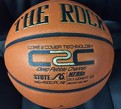 The Rock Official Women's 28.5" Composite Leather Basketball - Used by Top Colleges - Superior Air Retention and Durability - Patented Pebble Design - w/ Certificate of Authenticity