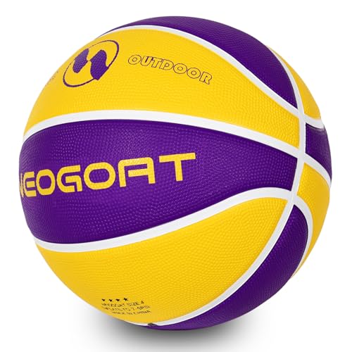 Kids Toddler Youth Size 3/4/5 Basketball 22/25.5/27.5",Durable High-Bounce Thickened Rubber Youth 25.5/27.5" Basketball Size 3/4/5 for in & Outdoor Play, for Boys & Girls Gifts(Deflated) - color: Yellow/Purple-Thickened Rubber-Without Pump, size: Size 4 K