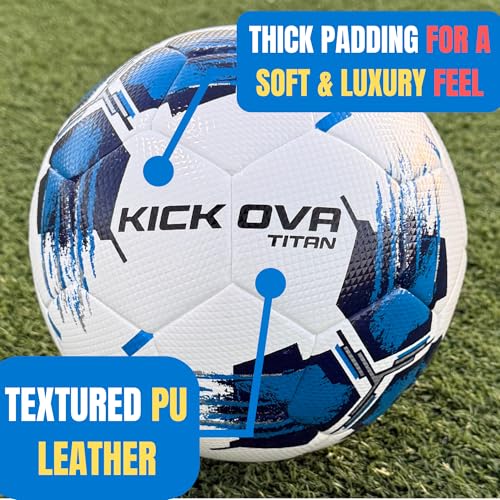 Professional Soccer Ball Size 4 & 5 – Seamless Training & Match Ball for Youth, Kids & Adults, Waterproof Synthetic PU Leather, Superior Air Retention - size: TITAN(SIZE 5)-BLUE