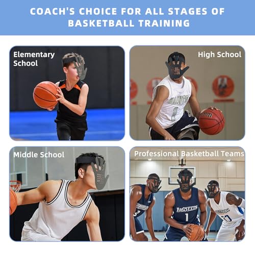 3D Basketball Training Face Mask, 3nd Generation Basketball Shooting Aid - Improve Basketball Dribbling & Shooting Accuracy, Adjustable Head Strap for All Stages of Basketball Training
