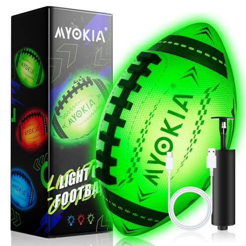 RGB Waterproof Rechargeable Light Up Football Birthday Gift, Glow in The Dark Football with Pump & USB Cable, Tri-Color (Red, Green, Blue), Size 6, Outdoor Night Games - style: Style 2