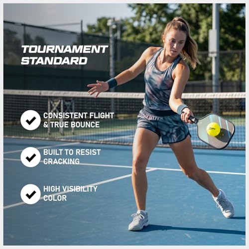 PlayBolt Outdoor Pickleball Balls - Premium Pickle Balls Set USAPA Approved, 40 Hole Crack Resistant Tournament Ready Pickleballs - color: Electric Yellow, size: 6 Pack