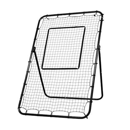 6 x 4 ft 5 Angles Adjustable Pitch Back Baseball Softball Lacrosse Volleyball Rebound Bounce Back Net with Strike Zone - color: Black