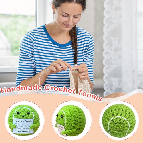 Funny Crochet Mini Tennis Ball Gifts for Tennis Lovers,Birthday Gifts for Men Women Tennis Players Emotional Support Crochet - color: Tennis