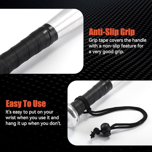 KRUI Tire Thumper for Truckers, 18 Inch Aluminum Baseball Bat, Lightweight Tire Thumper Keeps in Home, Car, Backpack - color: sliver