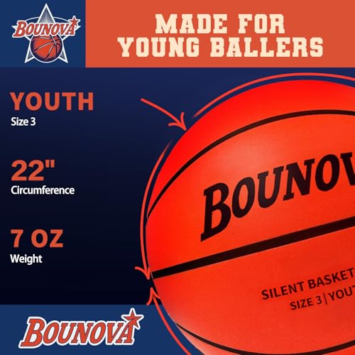 BOUNOVA Silent Basketball | Real Feel Powerful Bounce | Elegant Gift Box Packaging | Pro-Grade PU Foam Indoor Basketballs for Quiet Dribbling & Training - size: Size 3