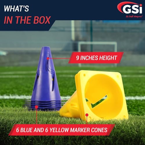 GSi Hurdle Training Cones | Multi Pack Sets | Dual Purpose Agility Cones with Holes | Ideal for Soccer, Kids, Dog, and Sports Training - style: 9" with Slit - 12 Pack