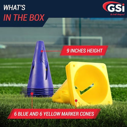 GSi Hurdle Training Cones | Multi Pack Sets | Dual Purpose Agility Cones with Holes | Ideal for Soccer, Kids, Dog, and Sports Training - style: 9" with Slit - 12 Pack