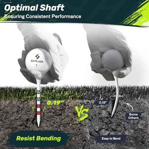 SAPLIZE Upgraded 4-Prong Golf Tees Plastic, 50/100/120/200 Pack (1-1/2", 2-3/4'', 3-1/4"), Engineered to Reduce Friction & Side Spin, Unique Golf Gifts for Golfers - color: 20pcs, 1-1/2'' & 80pcs, 3-1/4''