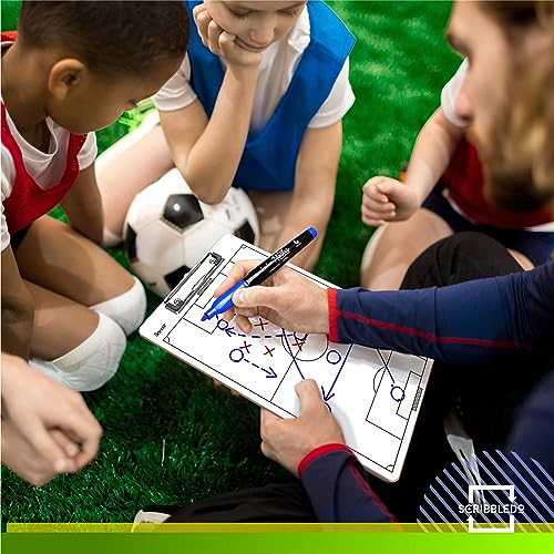 Scribbledo Soccer Dry Erase Coaching Board 15"x9" Soccer Whiteboard for Coaches Soccer Coaching Equipment Accessories Tactics Field Board Making it The Perfect Coach Gifts