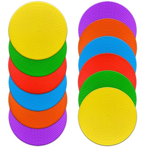 4 inch/9 Inch Colored Poly Spot Marker 12 Pcs, Non-Slip Rubber Agility Markers Flat Field Cones Floor Dots for Football, Basketball Training Markers, Dance Practice and Drills with Flat Cones Points - style: TPE 4 inch 12 Pcs