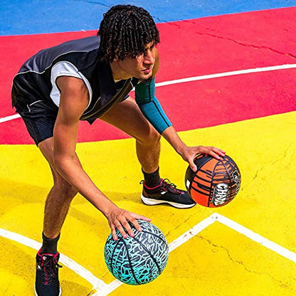 AND1 Xcelerate Rubber Basketball: Game Ready, Official Regulation Size 7 (29.5”) Streetball, Made for Indoor/Outdoor Basketball Games- Graffiti Collection (Black/Black)