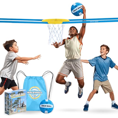 HALO BALL Portable Basketball Hoop with Adjustable Height - Play Floating Outdoor Yard Game at Beach, Lawn, Backyard, Pool, Grass - New Sport for Boys, Girls, Family