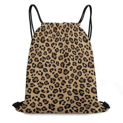 Theft Proof Cinch Sack Drawstring Backpack Water Resistant for Camping Travel Sports Gear Men Women, Wild Cheetah Leopard Print Bags - color: Picture (359)