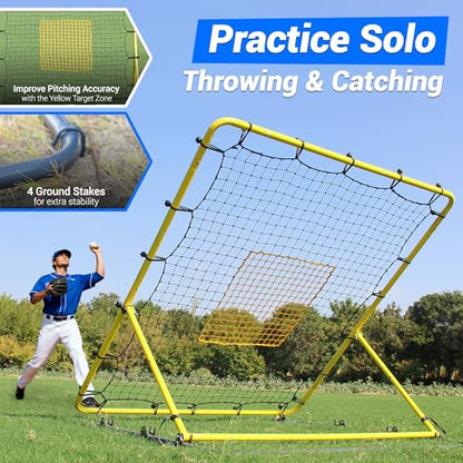 Heavy Duty Baseball Rebounder Net Fielding Trainer Pro Softball Pitch Back Bounce Pitchback for Ground, Line Drive, Fly Ball Return Settings