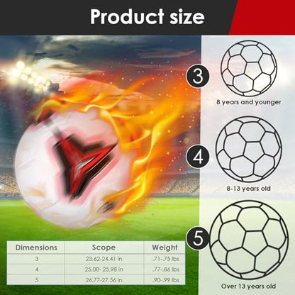 Soccer Ball 5 Size,Design Soccer Ball, Indoor Outdoor Football for School Training Practice or Boys Girls Toddlers Gift