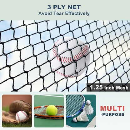 SHANTRA Batting Cage with Frame and Net, 13/22/30FT Baseball Batting Cage for Backyard, Baseball & Softball Hitting Cage Netting for Outdoor Hitting & Pitching Practice, Softball Baseball Cage - style: 22×13×9ft,Enclosed Door & Pitching Machine Hole