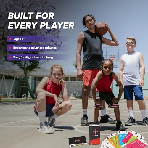 Kick Deck HoopDeck Basketball Training Cards – 52 Cards to Improve Skills, Ball Handling, Shooting, Ability, Fitness and Agility – at-Home Basketball Drills for All Skill Levels and Ages - style: HoopDeck