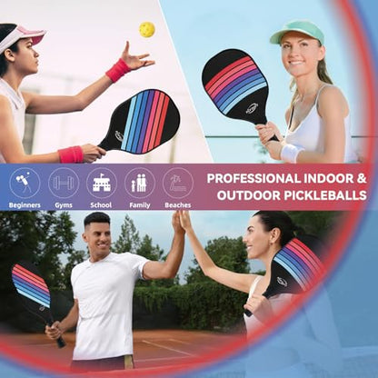 Pickleball Paddles Set of 4,USAPA Approved,4 Indoor&Outdoor Pickleball Balls, Carrying Bag, 4 Cooling Towels,4 Pack Paddles,Pickleball Paddles Pack Gifts for Beginner&Pro - color: Black Rainbow